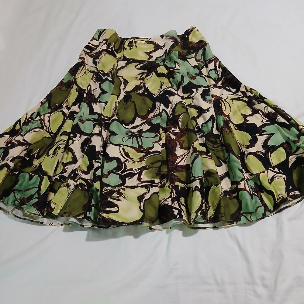 Sunny Taylor Women's 10 Tropical Print Cotton Blend Pleated Side-Zip short Skirt
